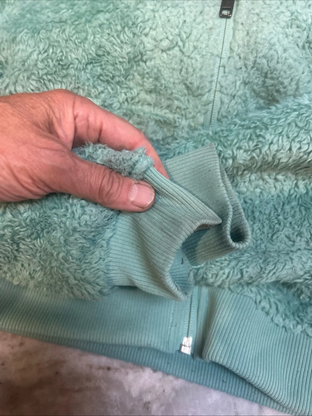 North Face Girls M  Osito  Zip Fuzzy Hoodie Sea Green 10/12 Jacket Soft Fluffy